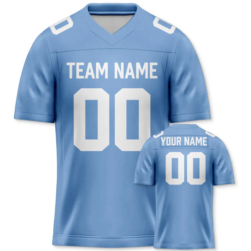 Custom Light Blue White Authentic Football Jersey